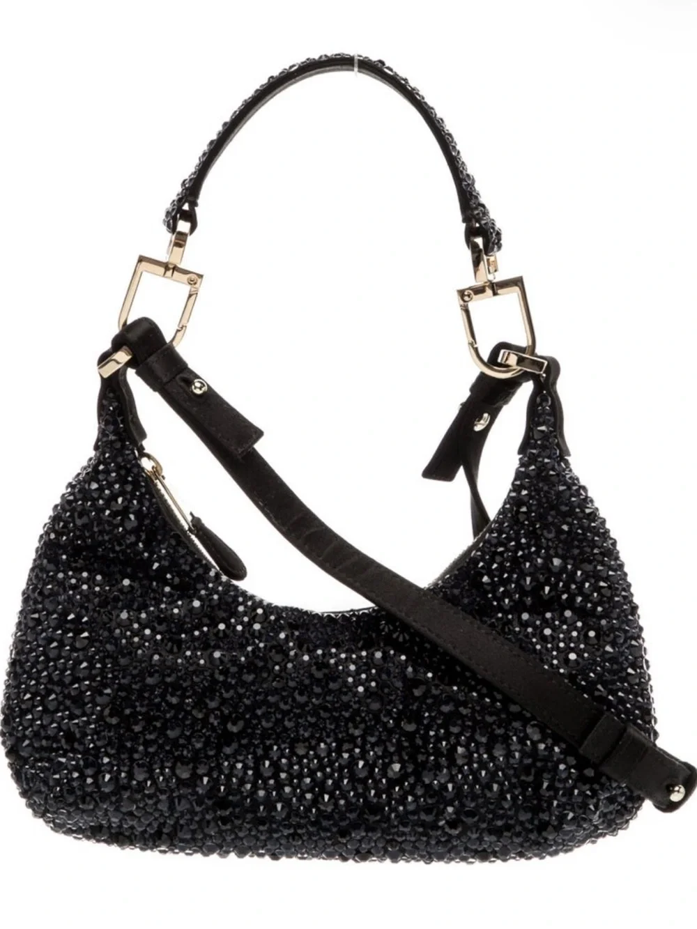 Giorgio Armani Black Crystal-Embellished Shoulder Bag